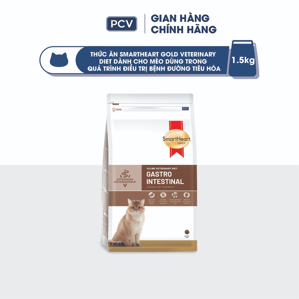 Thức ăn hạt SMARTHEART GOLD Veterinary Gastro cho mèo bị rối loạn tiêu hóa, tiêu chảy gói 1.5kg
