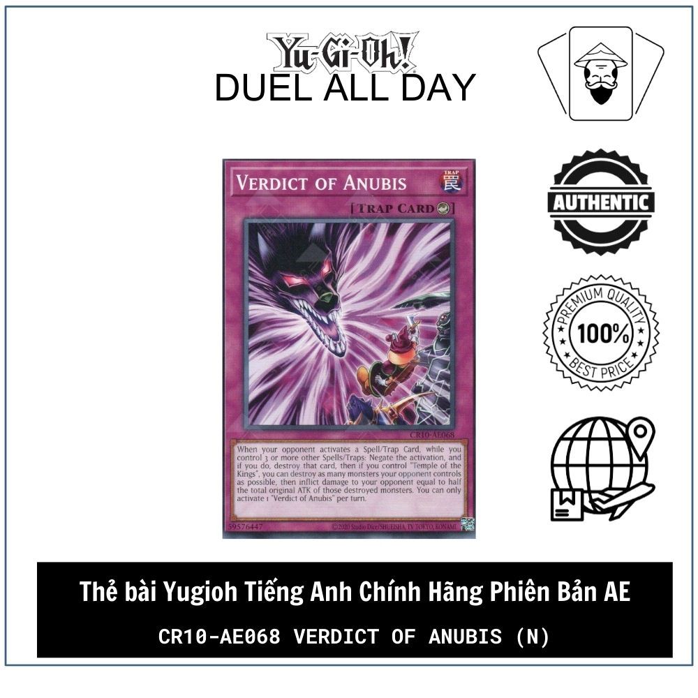 Thẻ bài Yugioh Tiếng Anh Chính Hãng Phiên Bản AE: CR10-AE068 Verdict of Anubis (N)