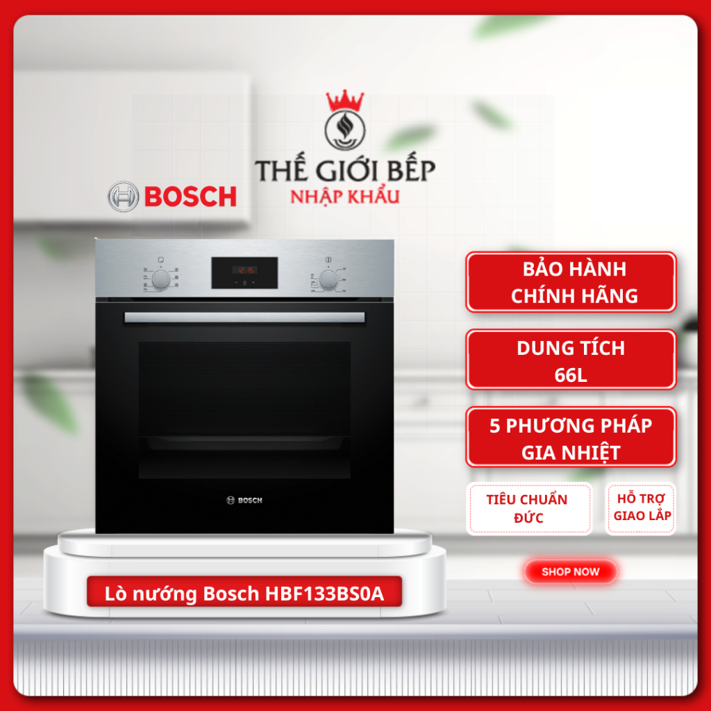 Lò nướng âm Bosch HMH.HBF133BS0A 66L – Lò Nướng Âm, Nướng Khu Vực Rộng, Nướng Đối Lưu 3D