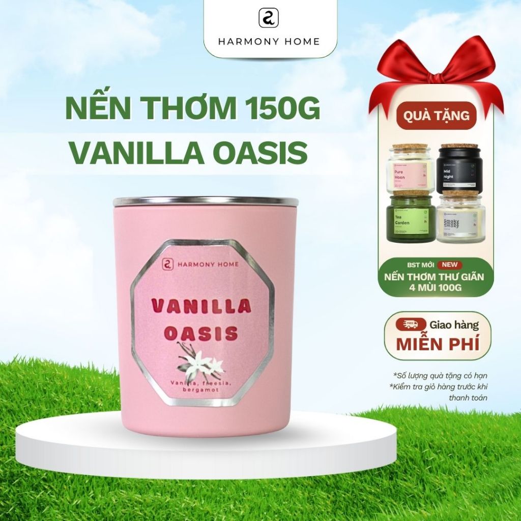 Nến Thơm Thư Giãn Vanilla Oasis [A] Harmony Home - Hương Thơm Ngọt Ngào, Kiêu Sa 150G