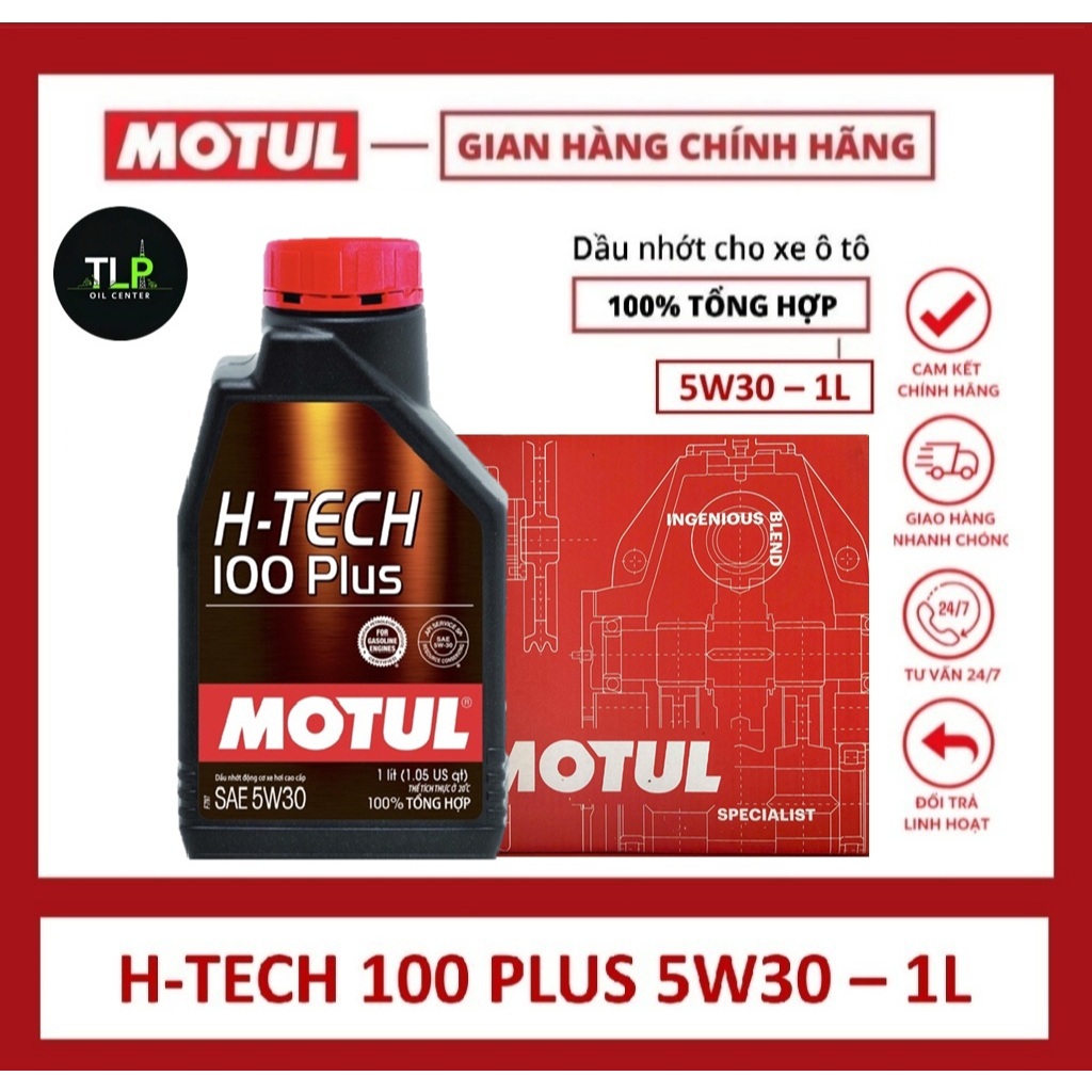TẶNG NƯỚC MÁT BLUEONE 1L -  1 THÙNG DẦU NHỚT DÀNH CHO XE OTO MÁY XĂNG MOTUL H-TECH 100 PLUS 5W30 1L