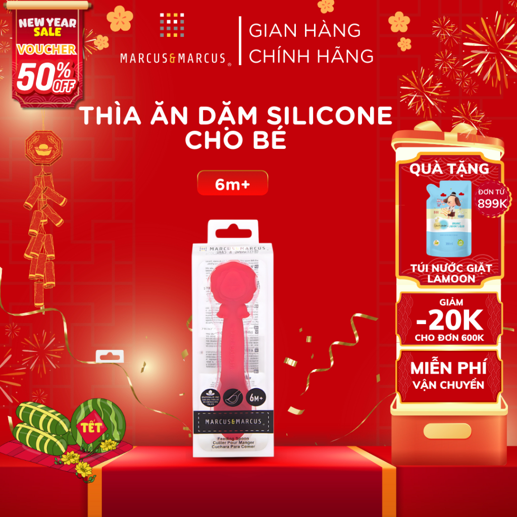 Thìa ăn dặm silicon cho bé Marcus & Marcus - Marcus