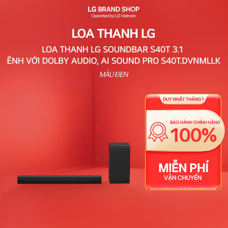S40T.DVNMLLK - Loa thanh LG Soundbar S40T 3.1 kênh với Dolby Audio, AI Sound Pro