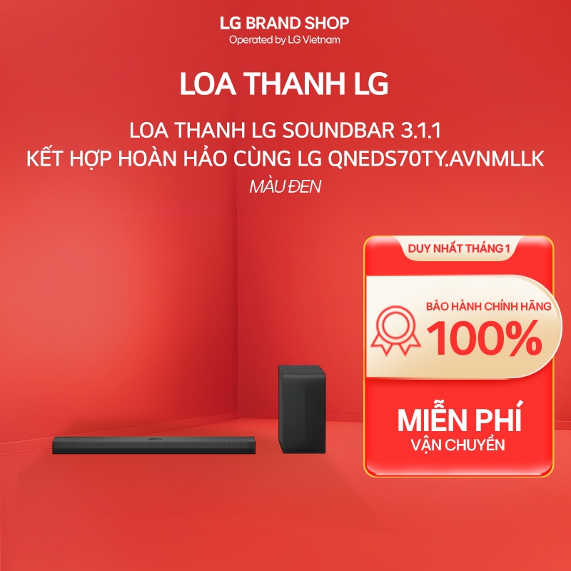 [Chỉ giao miền Bắc] S70TY.AVNMLLK - Loa thanh LG Soundbar S70TY 3.1.1 kết hợp hoàn hảo cùng LG QNED