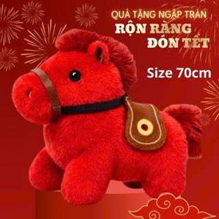 Gấu Bông Ngựa Đỏ Tài Lộc 50cm 70cm - Quà Tặng May Mắn Dịp Tết Bính Ngọ 2026 Ngựa Thần Tài hot trend