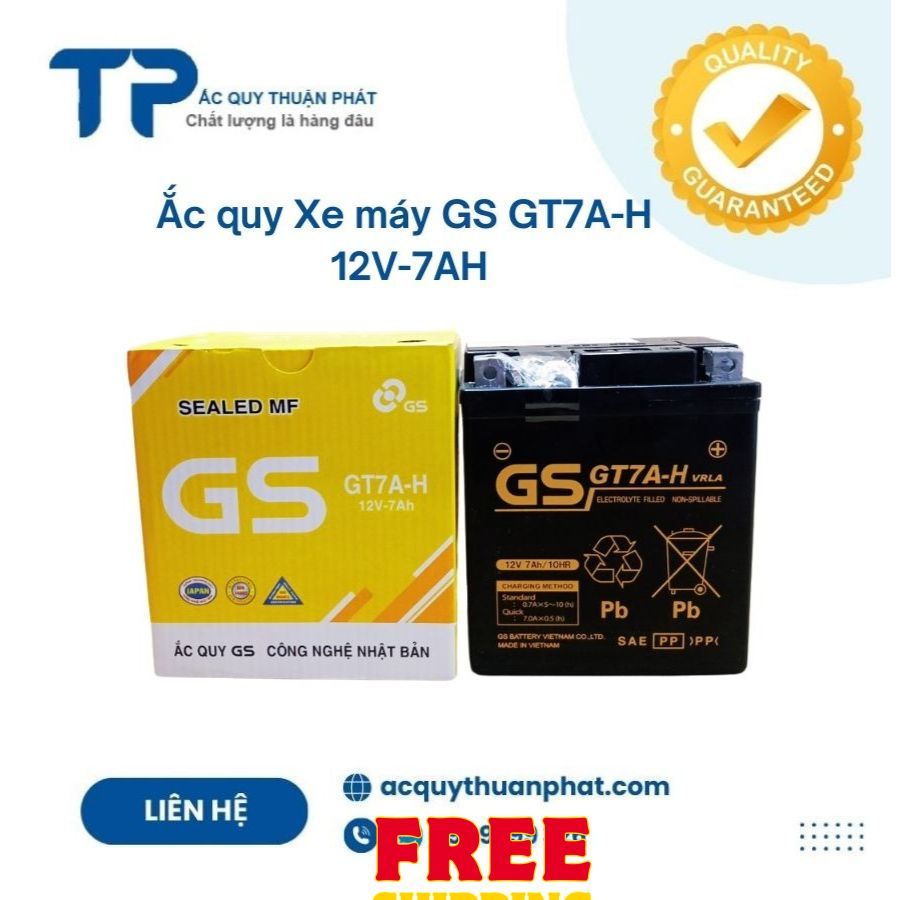 Ắc Quy GS GT7A-H 12V 7Ah Cho Xe SH Ý, Vespa, Liberty, Primavera, Lead, Honda, Dylan