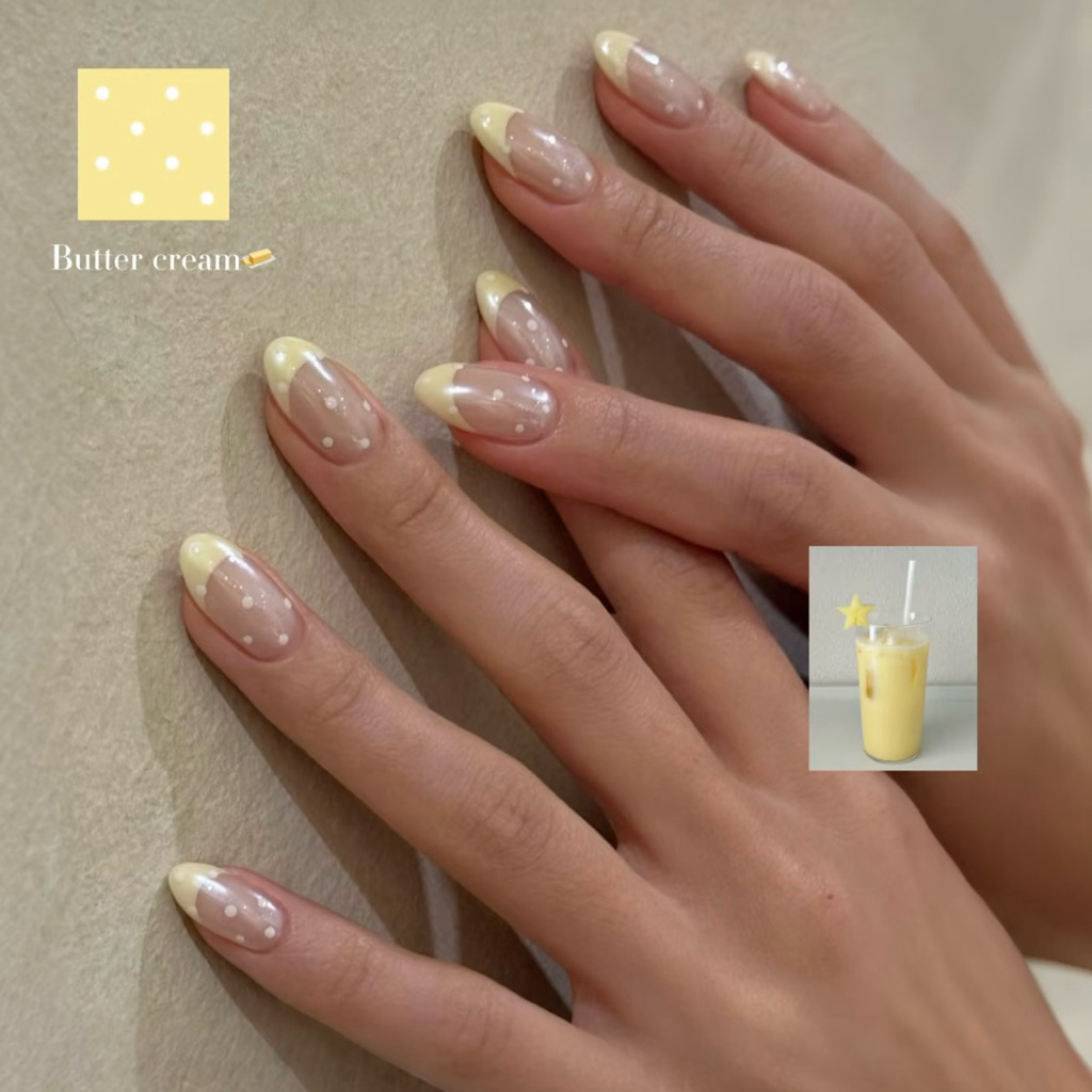 Nail Box Tráng Gương Hoạ Tiết French Chấm Bi
