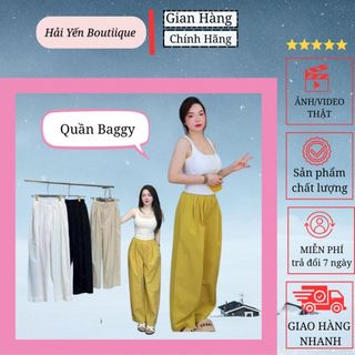 Quần Baggy Nữ Form Chuẩn Chất Kaki Mềm – Dáng Trơn Basic, Cạp Cúc Lưng Chun, Siêu Hack Dáng