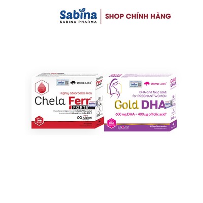 Bộ đôi Chela Ferr™ Forte và Gold DHA  36,6g(Olimp Labs). Thực phẩm bảo vệ sức khỏe hỗ trợ bổ sung sắt,axit folic và DHA