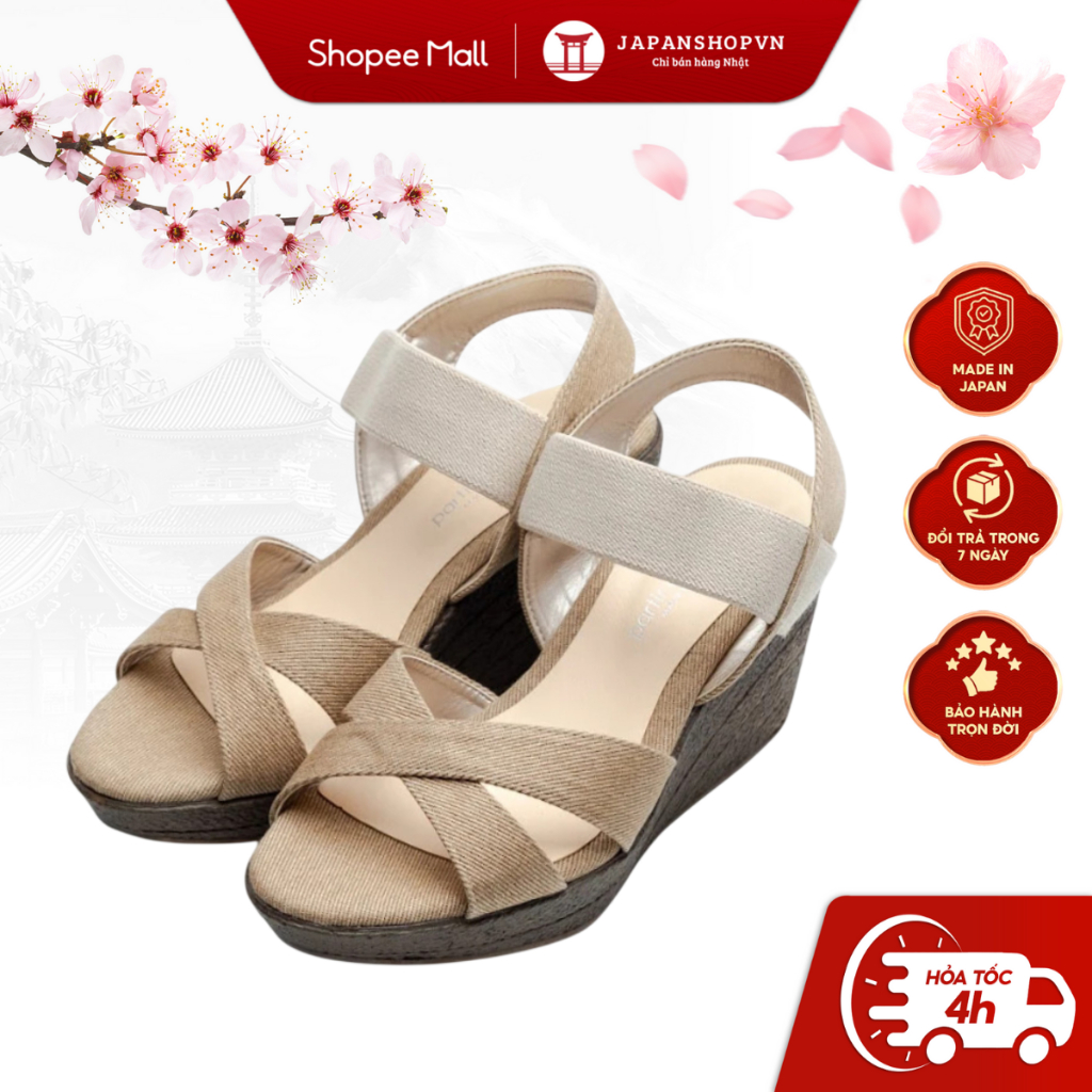 Sandal nữ đế xuồng KOSU cao 8cm, sandan quai chéo dáng sang, siêu êm, siêu nhẹ K-19966 made in Japan