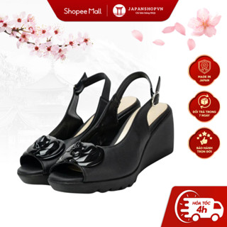 Sandal đế xuồng KOSU hoa trà cao 8cm, sandan Nhật siêu êm chống thấm nước, trơn trượt K-24313 Nhật Bản