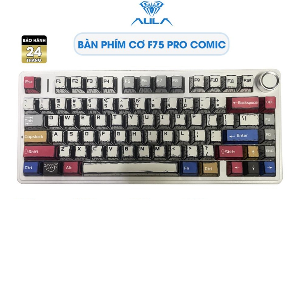 Bàn phím cơ AULA 3 Mode F75 Phiên Bản Màu Comic Gundam Không Dây Hotswap Bluetooth 5.1USB 2.4G Có Núm Vặn Đa Năng | BigBuy360 - bigbuy360.vn