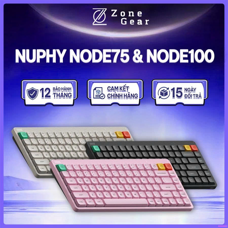 Bàn phím cơ Nuphy Node75 & Nuphy Node100 - Bàn phím không dây led RGB, 3 mode kết nối, Vuốt cảm ứng,