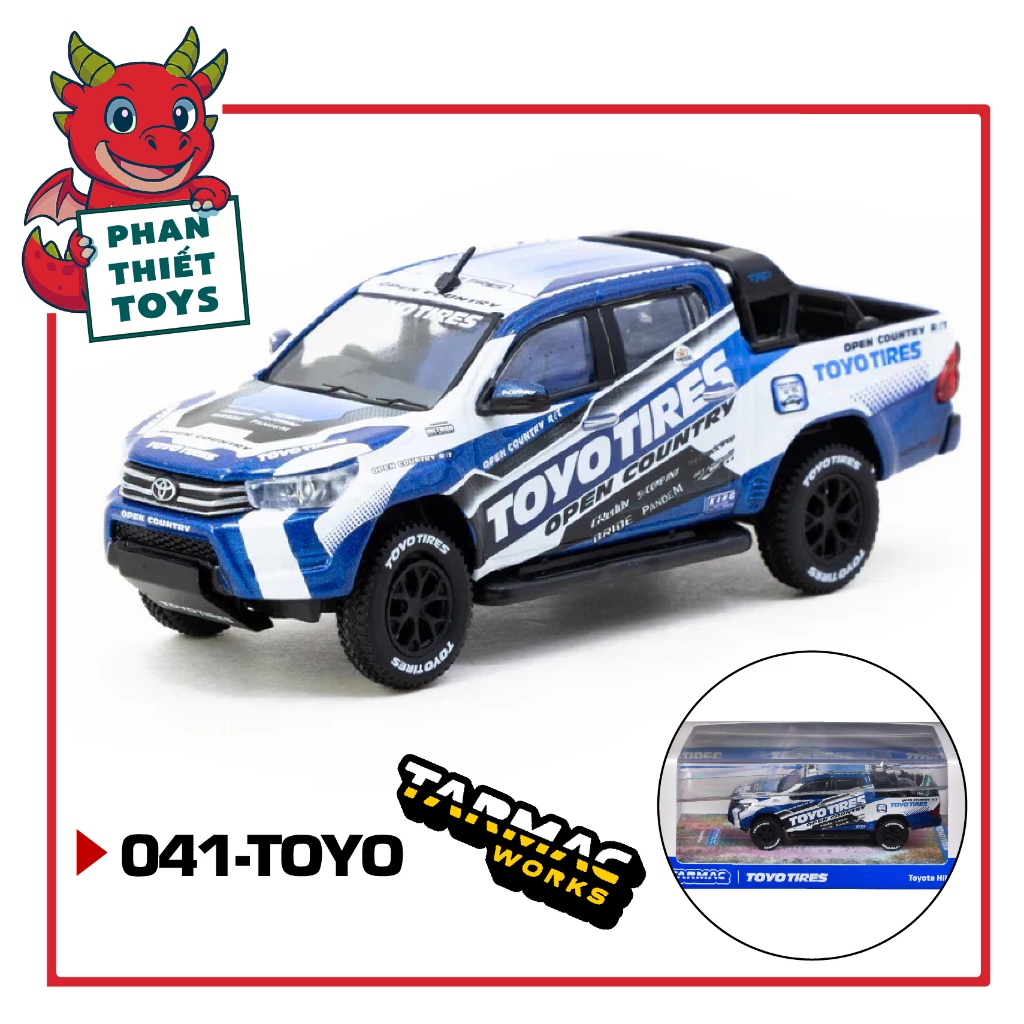 Mô hình xe bán tải Toyota Hilux, Toyo Tires tỉ lệ 1:64 Tarmac Works T64-041-TOYO