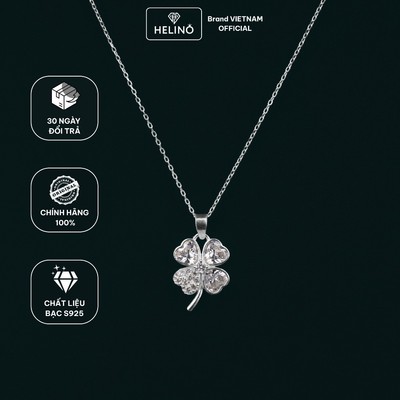 Quà tặng nữ dây chuyền bạc HELINO cỏ bốn lá đính đá trái tim lấp lánh, trang sức nữ S925 C59