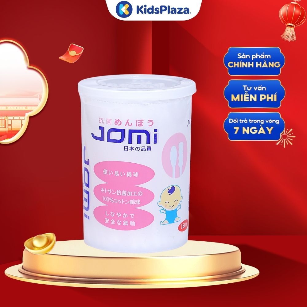 Tăm bông kháng khuẩn Jomi 160/200 que - Kids Plaza