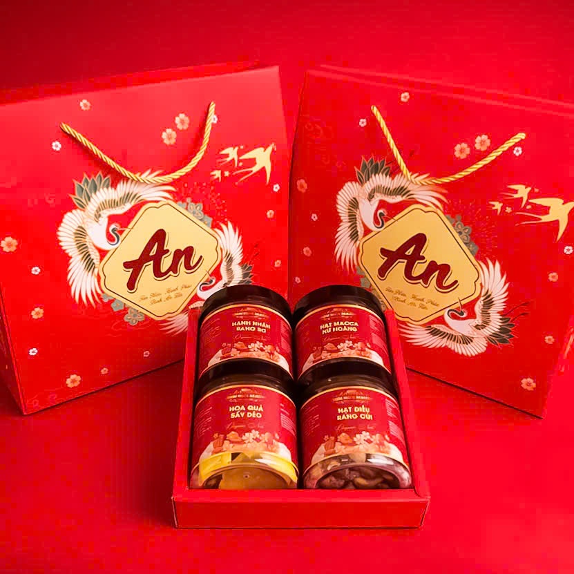 [SHIP HỎA TỐC] Set quà tết hạt dinh dưỡng 4 hũ 200g Lộc An có xuất hóa đơn công ty-quà tết 2026