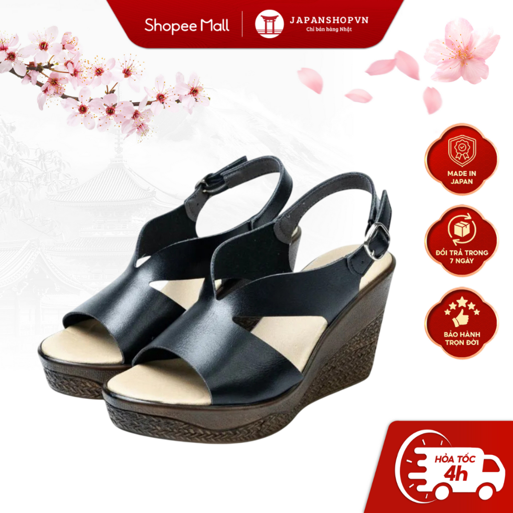 Sandal nữ đế xuồng cao 9cm KOSU siêu êm, nhẹ, chống thấm nước, trơn trượt K-24020 chính hãng KOBE Nhật Bản