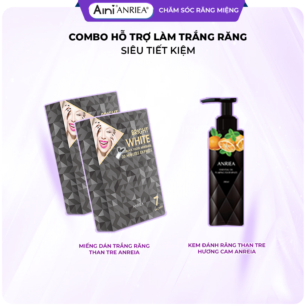 Combo trắng răng an toàn chăm sóc hơi thở thơm mát tại nhà ANRIEA