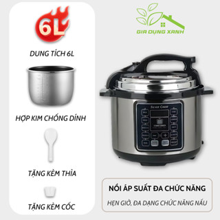 Nồi Áp Suất Điện Silver Crest 6L, 10 Chức Năng, Hẹn Giờ Thông Minh, Nồi Áp Suất Điện Đa Năng