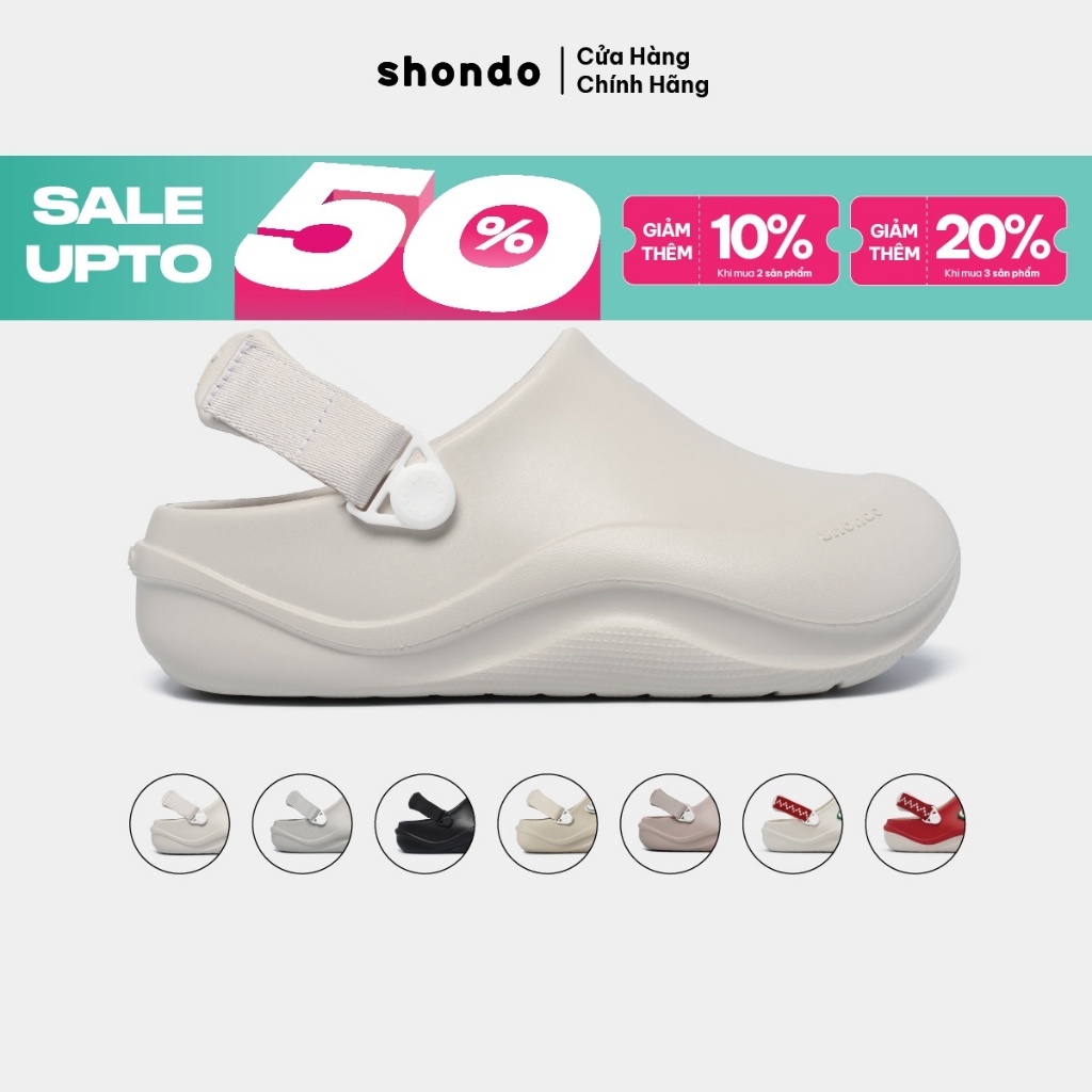 Giày Clog Nam Nữ Suke Thoải Mái Sục Nhựa Đúc, Đi Mưa Shondo Nhiều Màu