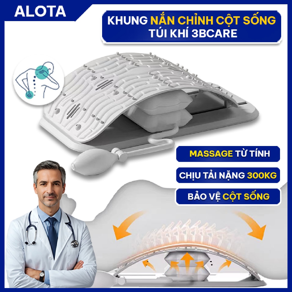 Khung nắn chỉnh cột sống lưng 3BCARE điều chỉnh chiều cao, giúp thư giãn giảm đau mỏi cột sống