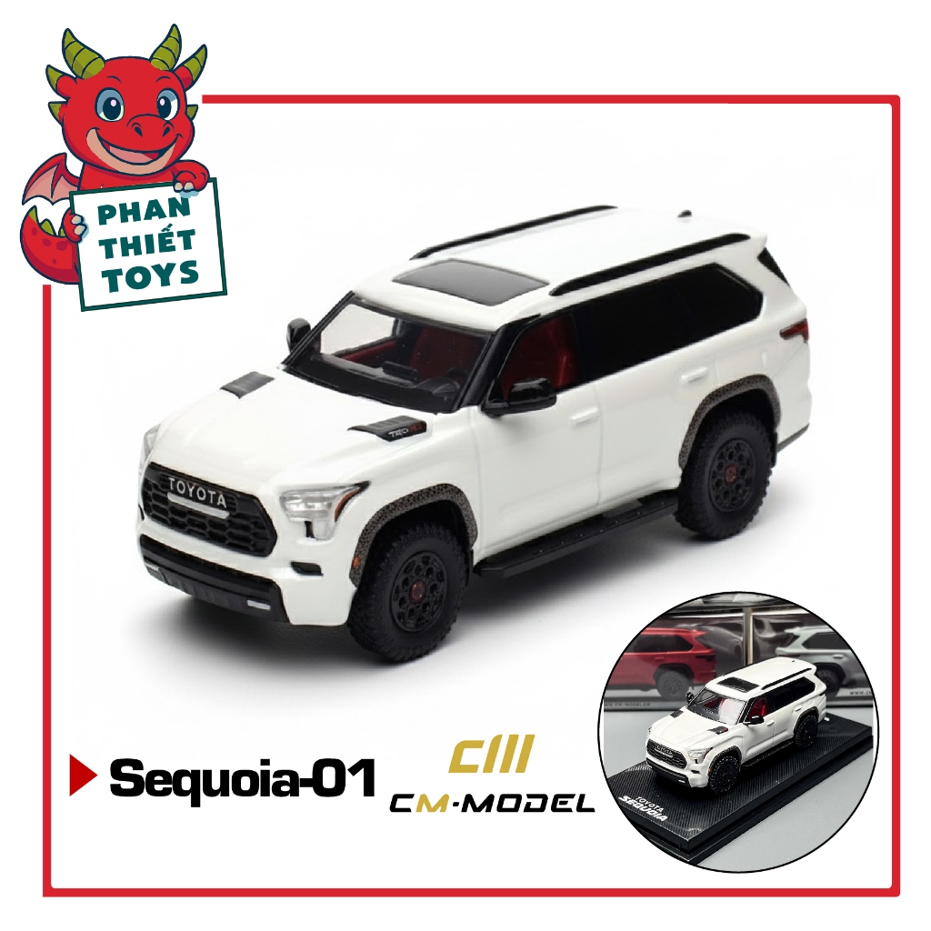 Mô hình xe Toyota Sequoia Pearl White tỉ lệ 1:64 CM Model CM64-SEWUOIA-01