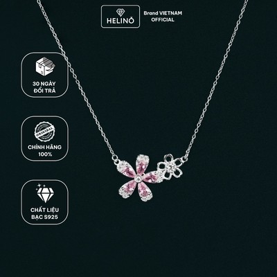 Quà Tặng Nữ Dây Chuyền Bạc HELINO Hoa Anh Đào Đính Đá Hồng Lấp Lánh, Trang Sức Nữ S925 C71