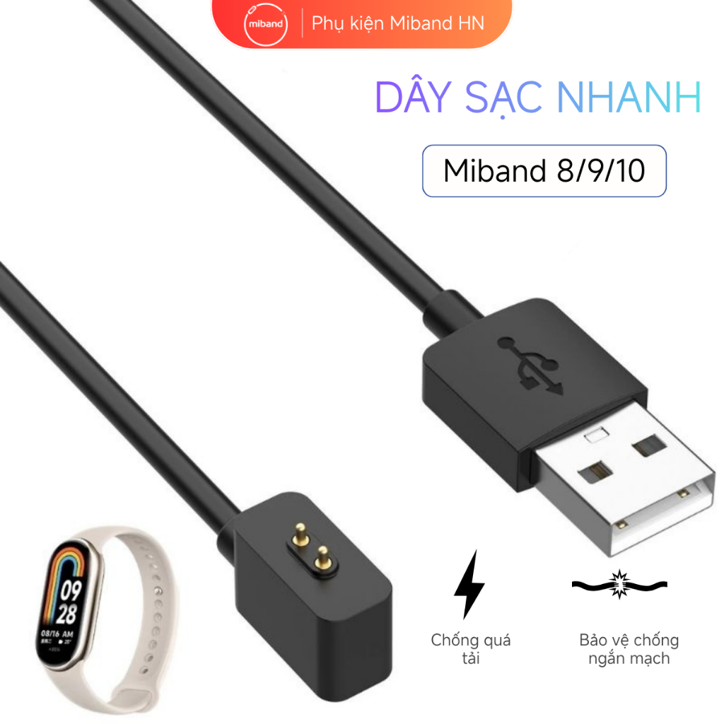 Dây Cáp sạc thay thế dành cho Xiaomi Miband 10/9/8 60cm