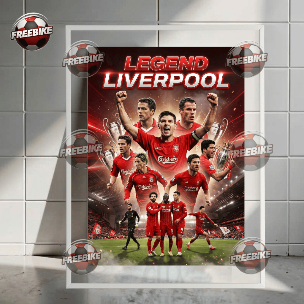 POSTER LEGEND LIVERPOOL KHUNG BẰNG KÍNH PHA LÊ CAO CẤP