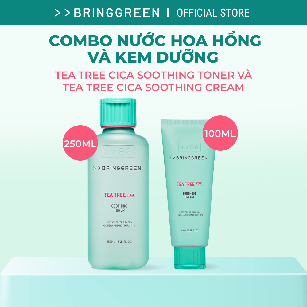 COMBO Bring Green Tea Tree Cica Soothing Toner 250ml+Bring Green Tea Tree Cica Soothing Cream plus 1