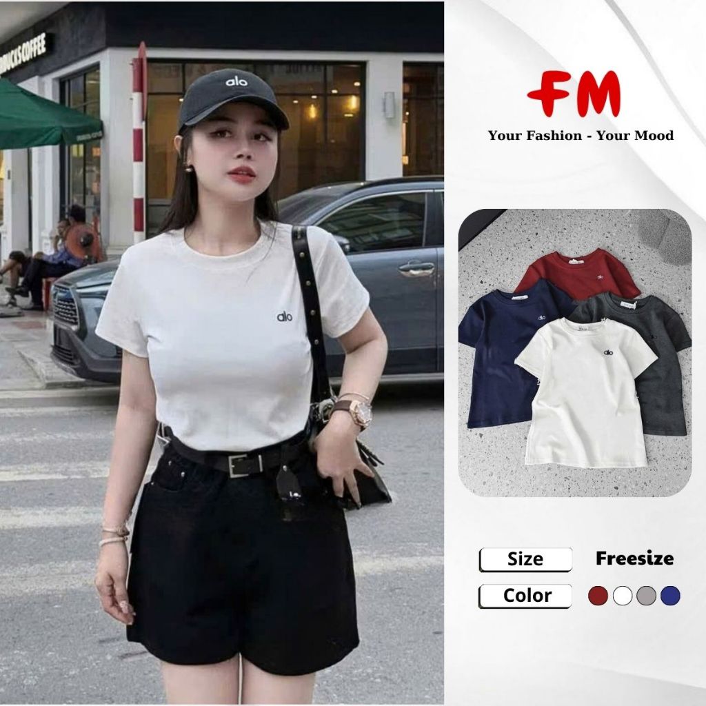 Áo Thun Nữ FMSTYLE Slimfit Thêu Alo Trẻ Trung Form Basic Dễ Mang Dễ Phối 25101722