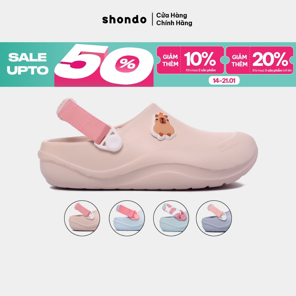 Giày Clog Little Suke Bé Gái Thoải Mái, Nhựa Đúc Shondo Nhiều Màu