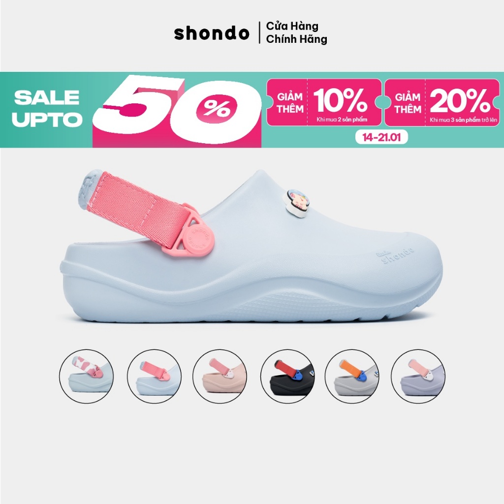 Giày Clog Little Suke Bé Trai Bé Gái Thoải Mái, Nhựa Đúc Shondo Nhiều Màu