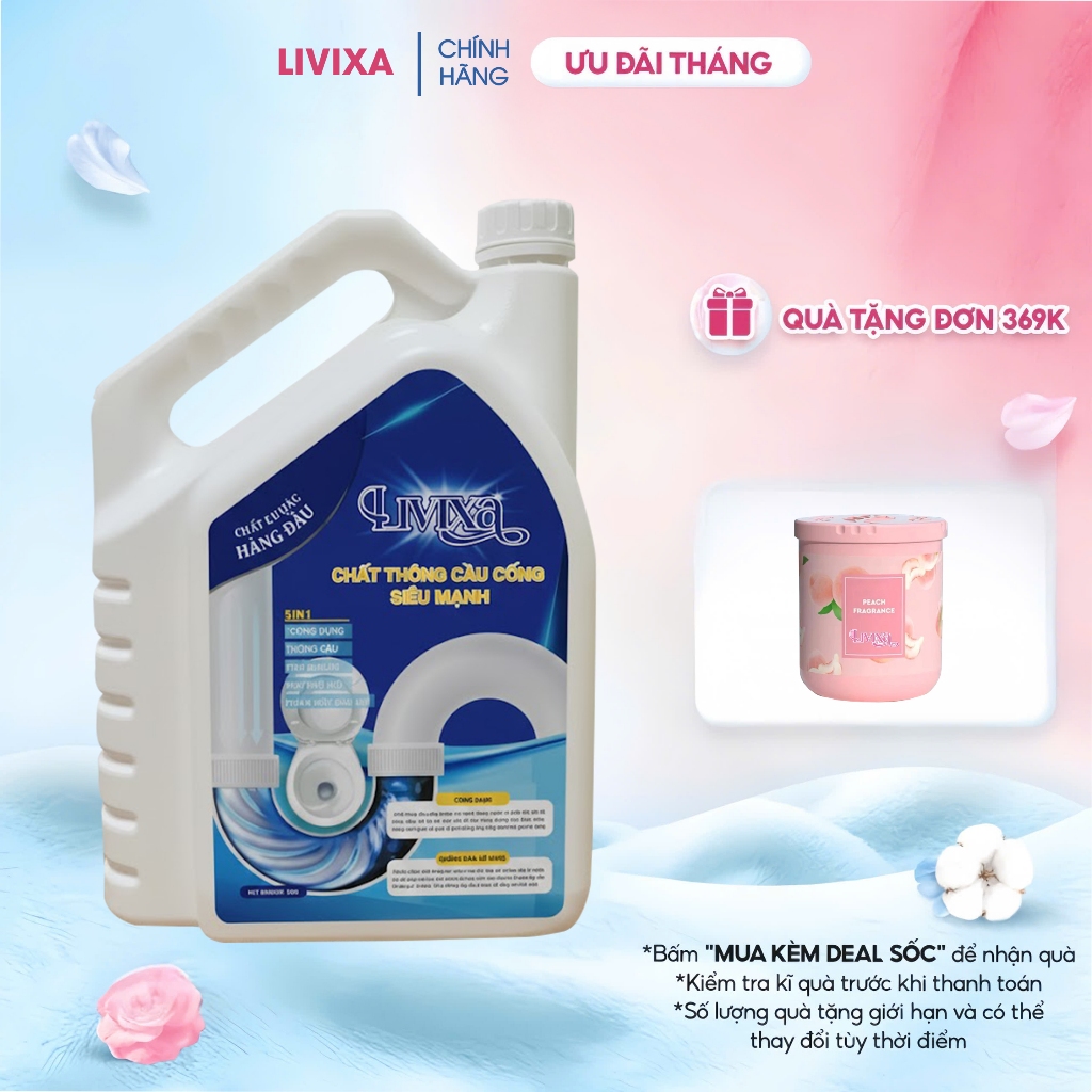 Nước Thông Cống LIVIXA 5KG Siêu Mạnh, Thông Tắc Nghẽn Bồn Cầu, Cống, Nghẽn Nặng, Đọc Kỹ Hưỡng Dẫn Sử Dụng