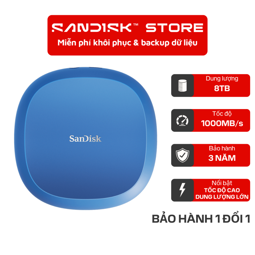 Ổ cứng để bàn SSD SanDisk Desk Drive 4TB / 8TB USB-A Type-C 1000MB/s - Bảo Hành 3 năm