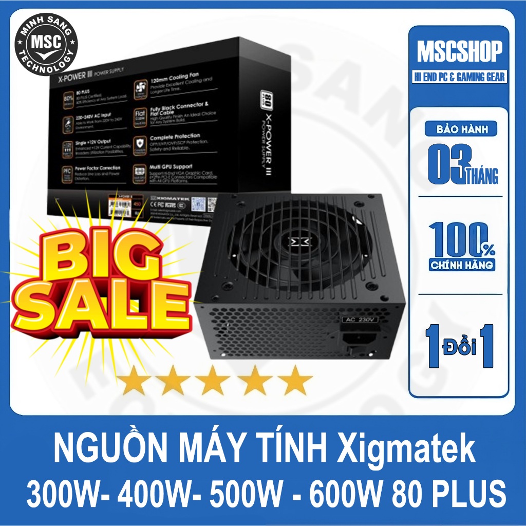Nguồn Máy Tính Tháo Máy Hãng XIGMATEK X350 X450 X500 X550 X650 Cao Cấp SE400 SHOGUN 400 80 PLus