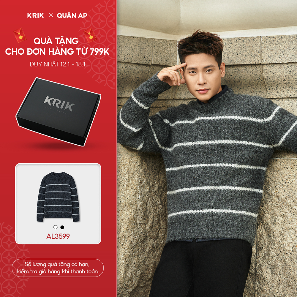 [KRIK x QUÂN A.P] Áo Len Nam KRIK Form Classic Chất Liệu Pha Wool Mềm Ấm Thiết Kế Kẻ Ngang 3D AL3599