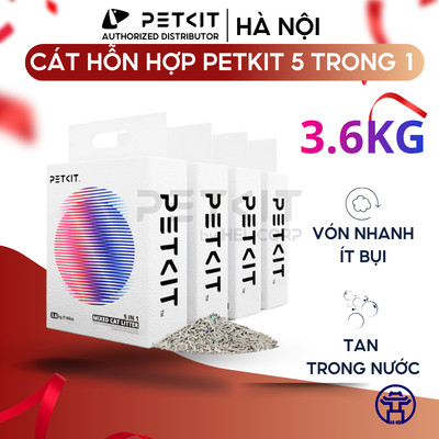 Cát mèo Petkit cao cấp 5in1 mix đậu nành, đất sét, khử mùi, vón tốt, xả tolet