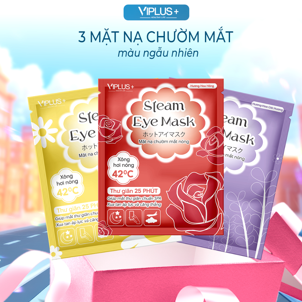 [GIFT] Set 3 miếng mặt nạ xông hơi chườm mắt nóng thư giãn VIPLUS+Steam Eye Mask - Bịt Mắt Thư Giãn Trước Khi Ngủ