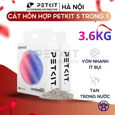 [BỊCH 3.6kg] Cát hỗn hợp Petkit cao cấp 5 trong 1, khử mùi, vón tốt, xả tolet - Cát vệ sinh cho mèo