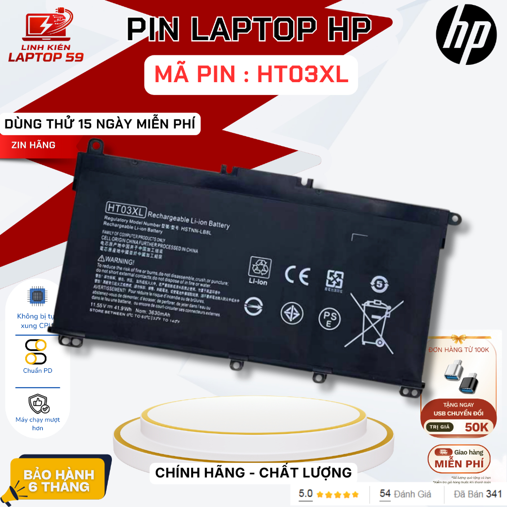 Pin laptop HP HT03XL Green Cell | HT03XL Pavilion 14-CE 14-CF 15-DA 15-CS 15-CW 15-CU 15-DA 15-DB