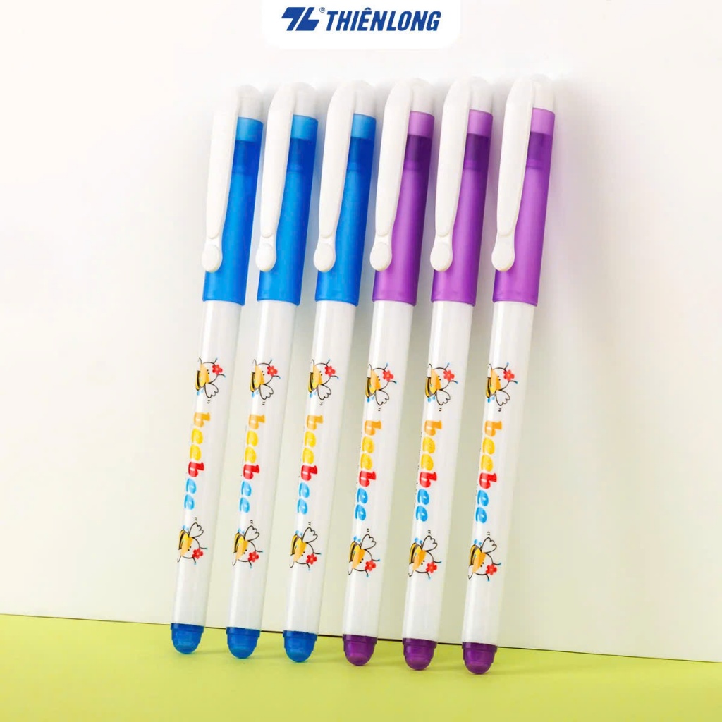 Hộp 10 Bút Bebe Bút Dạ Kim Màu Tím Viết Êm, Mực Đều, Màu Đẹp, Không Lem
