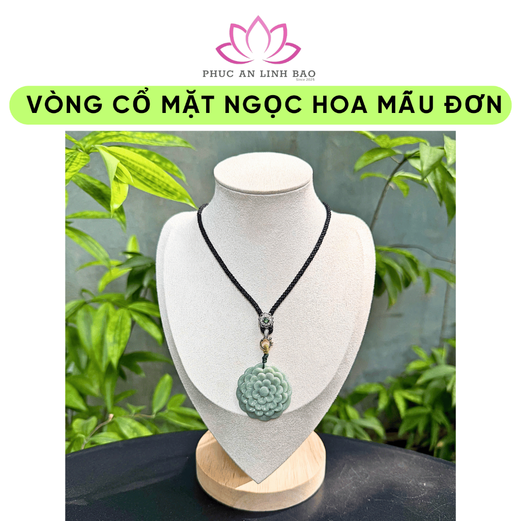 Vòng Cổ Mặt Ngọc Hoa Mẫu Đơn - Phúc An Linh Bảo - Phú Quý, Cát Tường & Duyên Dáng