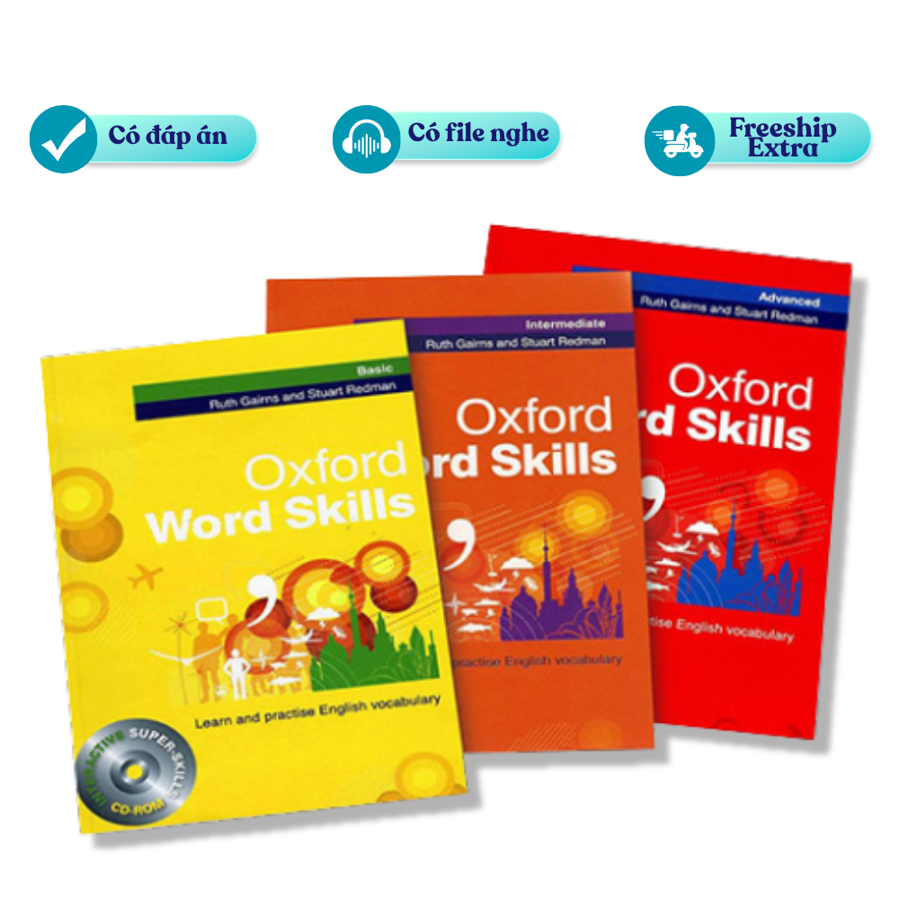 Oxford Word Skills - Bộ 3 cuốn học tiếng Anh, có bán lẻ - In màu - Có đáp án, có file nghe