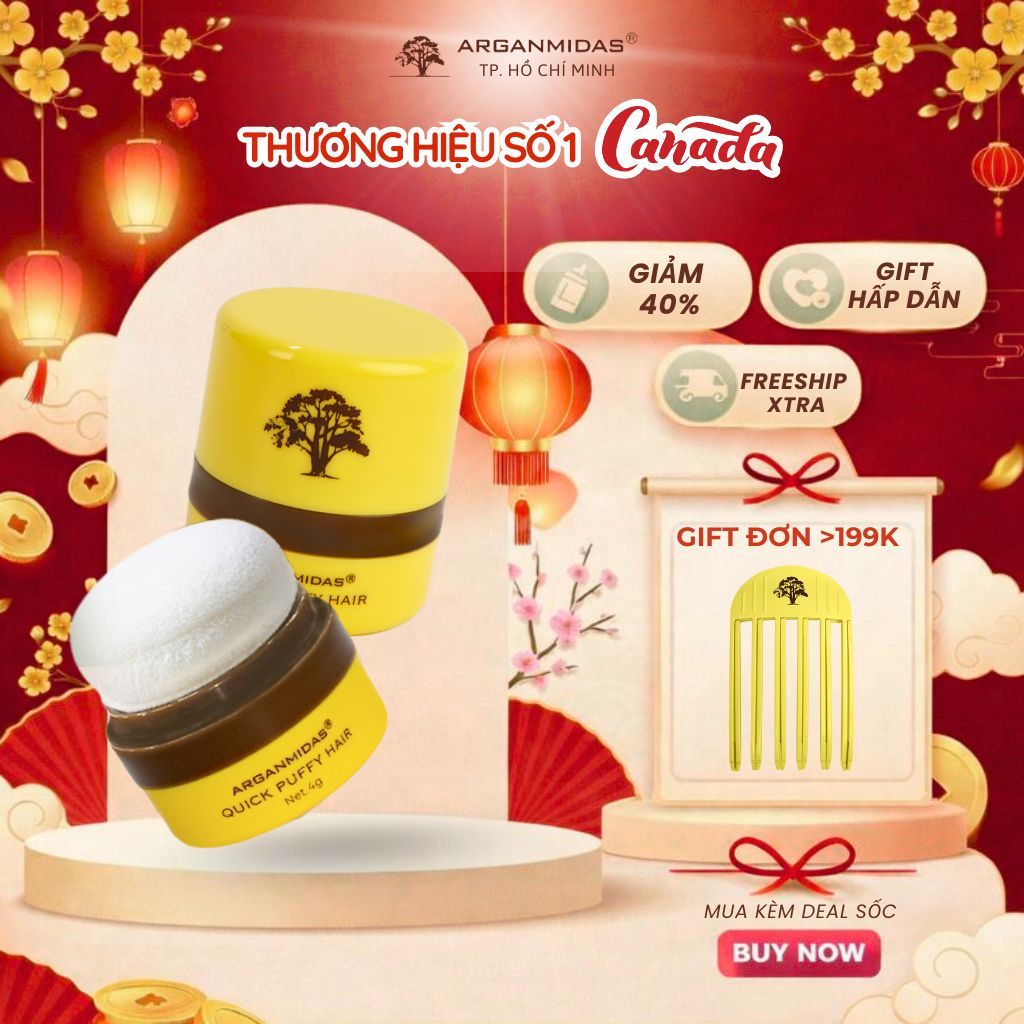 Phấn kiềm dầu tạo phồng chân tóc Arganmidas, phấn tóc kiềm dầu làm phồng tóc, tóc bồng bềnh lâu bết 