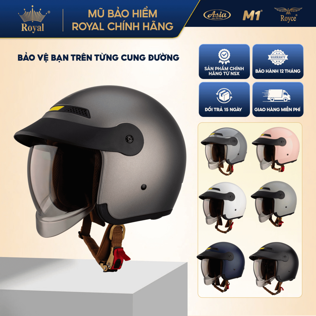 Mũ Bảo Hiểm 3/4 Royal M139 Lux & GXT Gx139 Chính Hãng | Kính Âm Lưỡi Trai Che Nắng