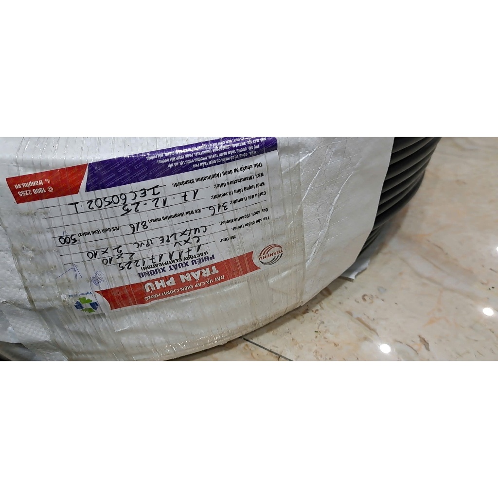 Dây cáp điện Trần Phú, Cáp treo CXV 2x10 đơn giá /1m cắt từ 5m trở lên