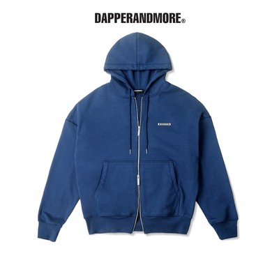Áo Khoác Hoodie DAPPERANDMORE "METAL ZIPPED HOODIE" Vải Nỉ Chân Cua 100% Cotton Phối Tag Kim Loại - Xanh Dương