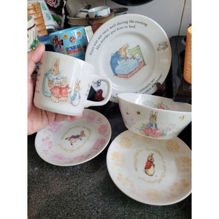Tô chén dĩa thỏ PETER RABIT , lovely rabbit Gốm sứ nhật